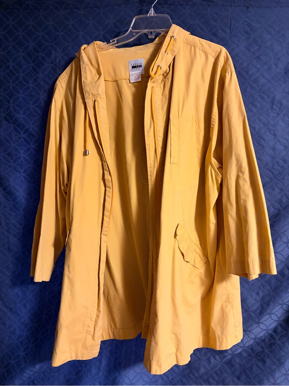 Leslie Fay Bright Yellow Hooded Trench Coat